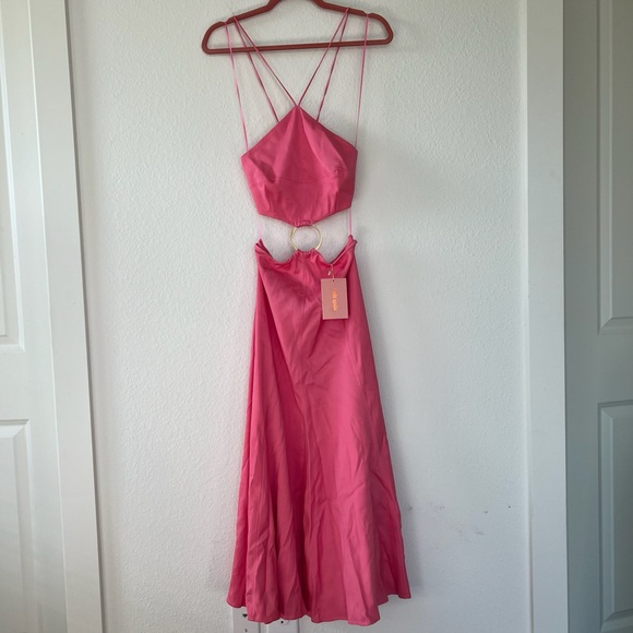 CULT GAIA NADEESHA MIDI DRESS IN PINK - Picture 3 of 10